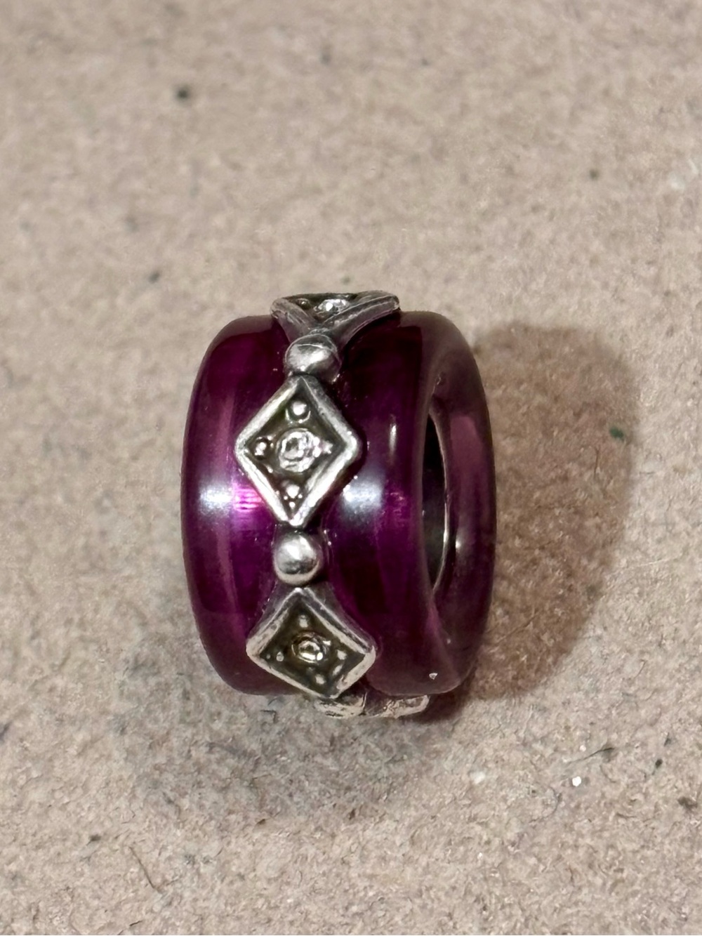 🆕Listing! Brighton Soleil resin bead in Purple Silver & crystal accents Retired